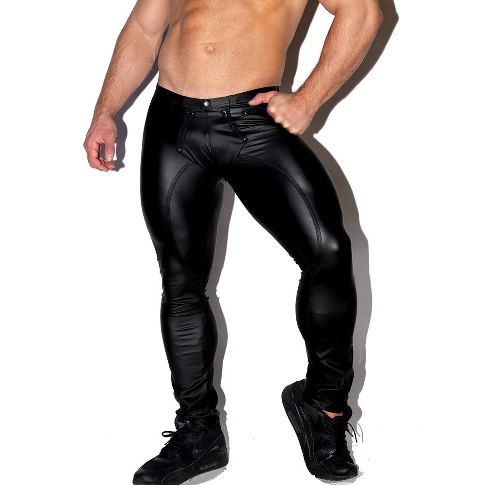Leather Work Pants - Collants en Faux cuir brillant pour