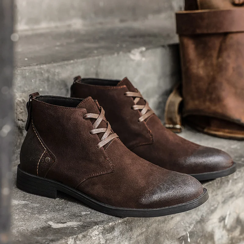 Leather Work Flats - Bottines en daim de vache faites