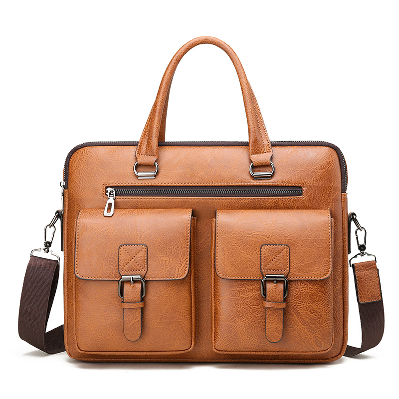 Leather Work Bag Mens - Marque de luxe homme mallette d'affaires