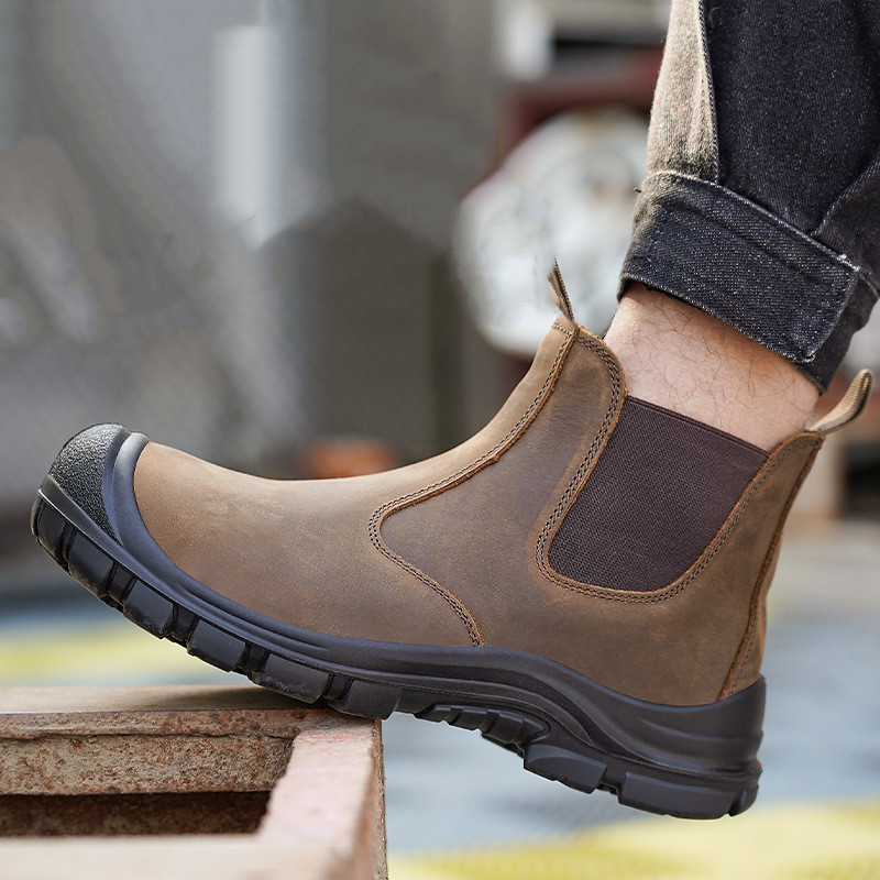 Leather Work Flats - Grande taille hommes mode acier orteil