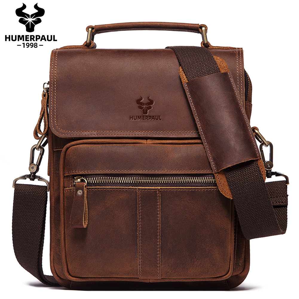Leather Work Bag Mens - HUMERPAUL sac à bandoulière en cuir