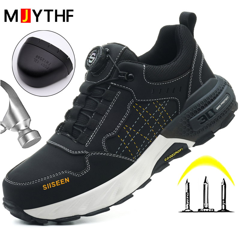 Leather Work Flats - Chaussures de sécurité en cuir noir