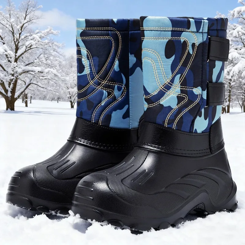 Leather Work Flats - Bottes d'hiver montantes pour hommes, motif