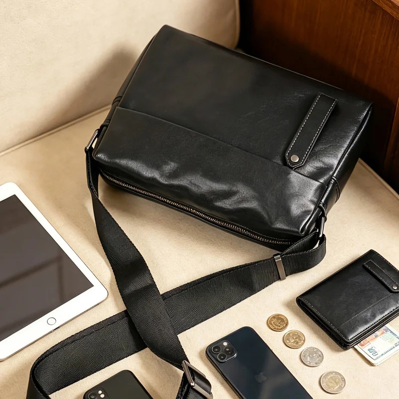 Sac à bandoulière noir pour ho - Leather Work Bag Mens avis et prix