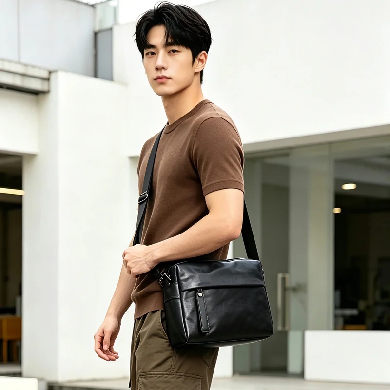 Sac à bandoulière noir pour ho - Leather Work Bag Mens avis et prix