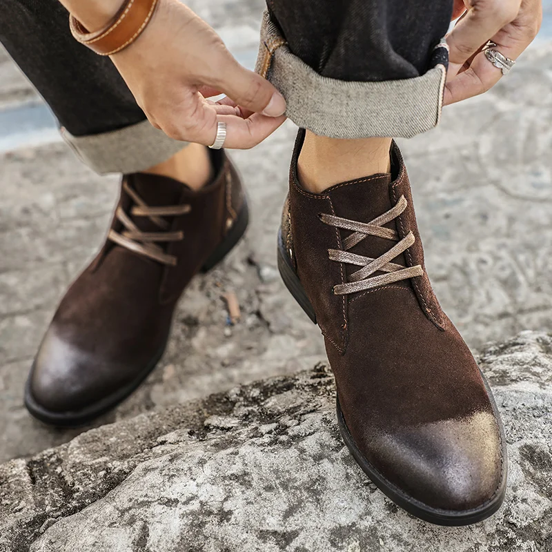 Bottines en daim de vache fait - Leather Work Flats avis et prix