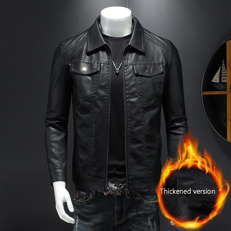 Blouson en cuir à revers pour  - Leather Work Jacket Mens avis et prix