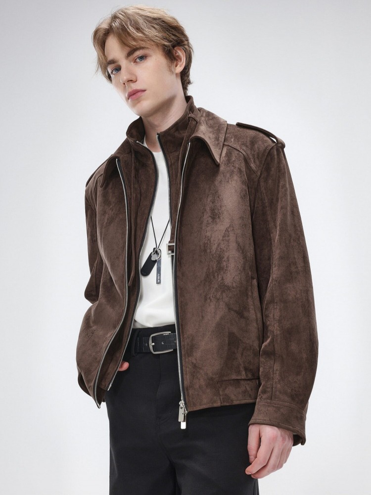 Veste en faux cuir suédé pour  - Leather Work Jacket Mens avis et prix