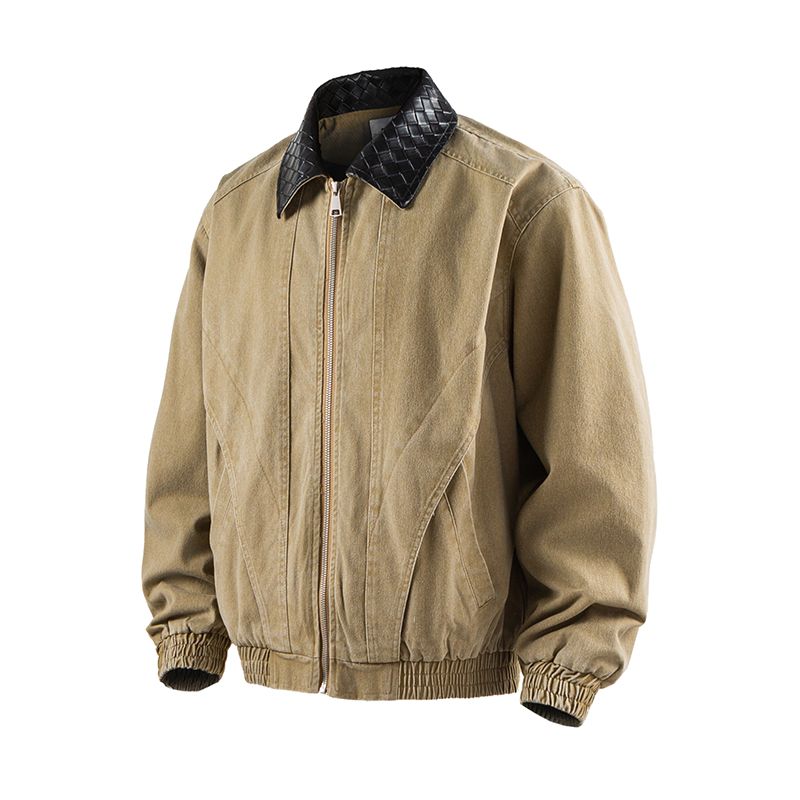 Veste de travail en jean délav - Leather Work Jacket Mens avis et prix