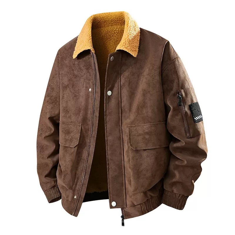 Veste en PU rétro épaisse et c - Leather Work Jacket Mens avis et prix