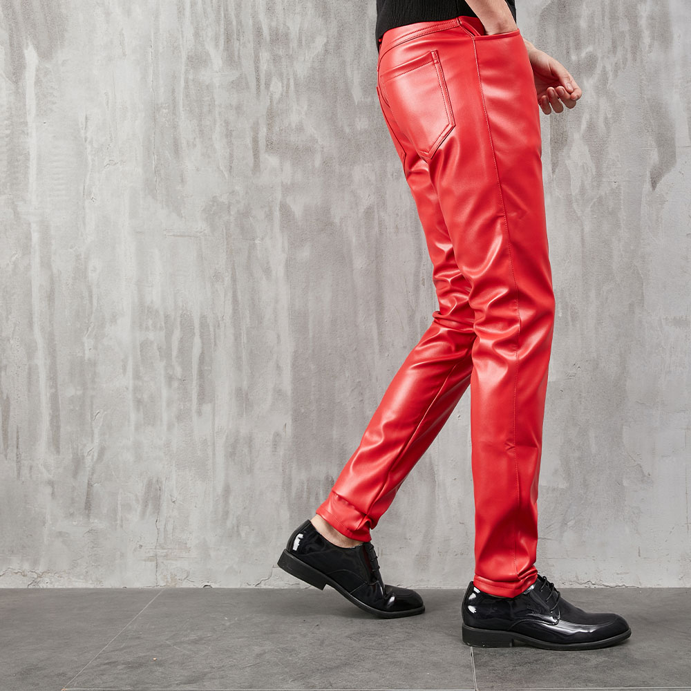Pantalon slim en cuir PU pour  - Leather Work Pants avis et prix